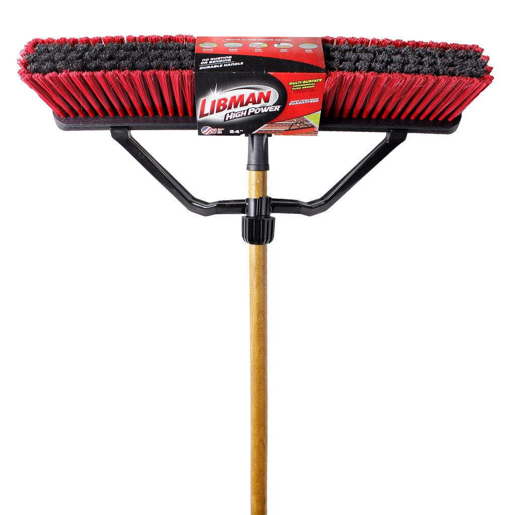 24" Multi Surface Industrial Push Broom w/ Brace