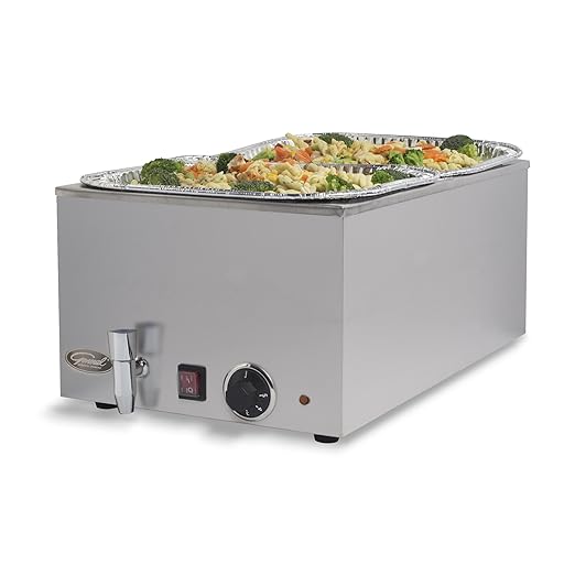 GFW-100D Electric Countertop Food Warmer with Drain, 24-Liters, Stainless Steel