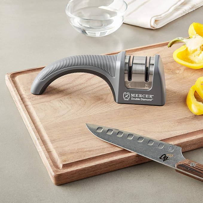 Mercer Culinary M10200 Double Diamond Manual Knife Sharpener, Gray