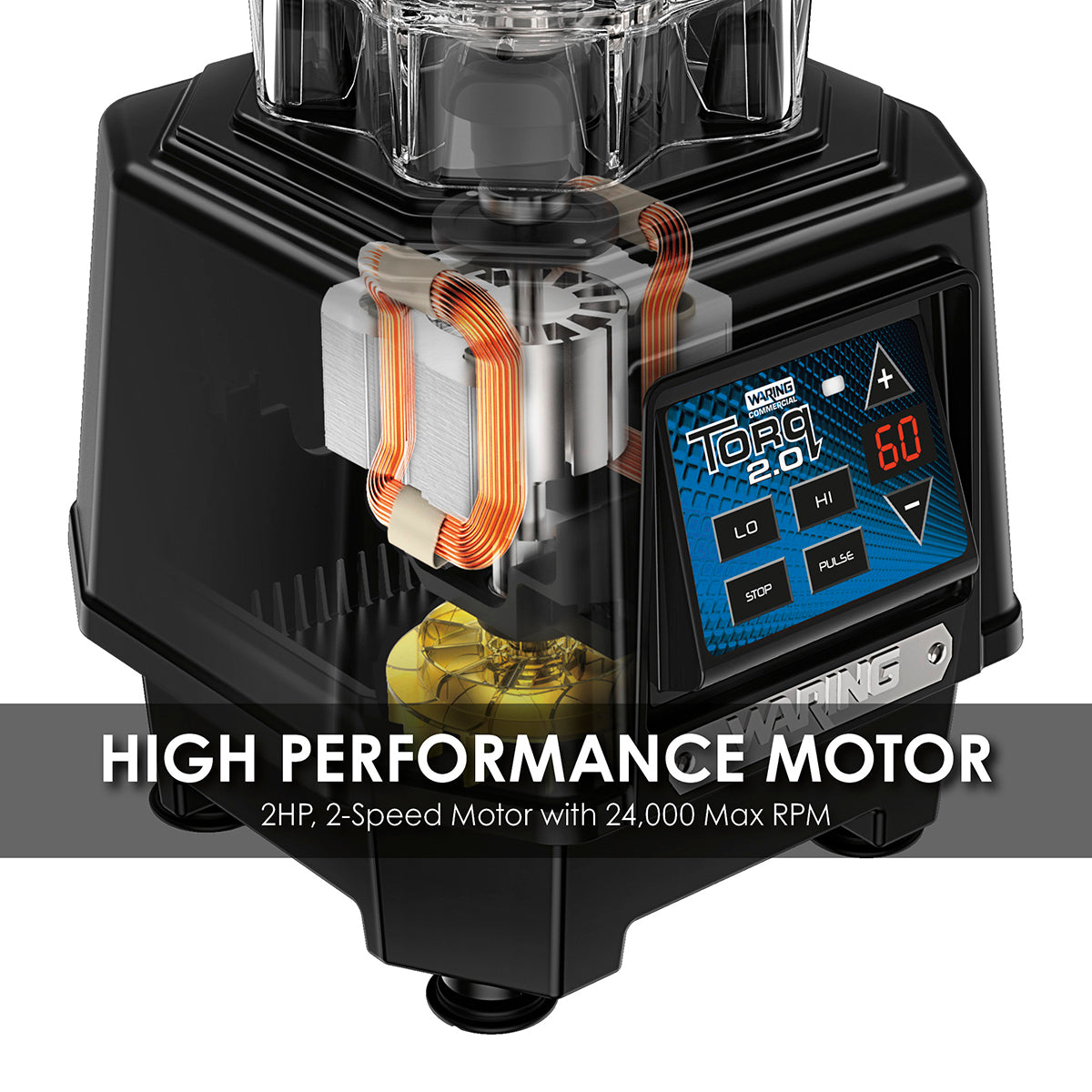 Waring TORQ 2.0 – 2 HP BLENDER WITH ELECTRONIC TOUCHPAD CONTROLS, 60-SECOND COUNTDOWN TIMER AND 64 OZ. COPOLYESTER JAR Model: TBB160P6