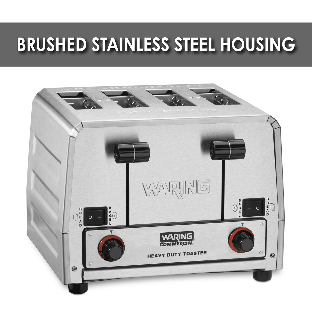 Waring HEAVY-DUTY 4-SLOT SWITCHABLE BREAD & BAGEL TOASTER Model: WCT850RC