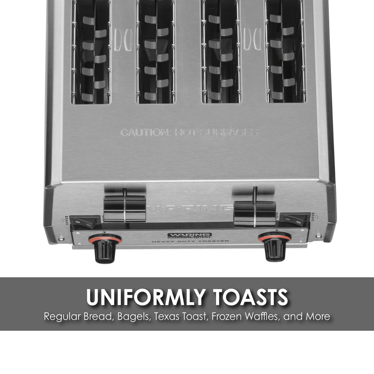 Waring HEAVY-DUTY 4-SLOT SWITCHABLE BREAD & BAGEL TOASTER Model: WCT850RC