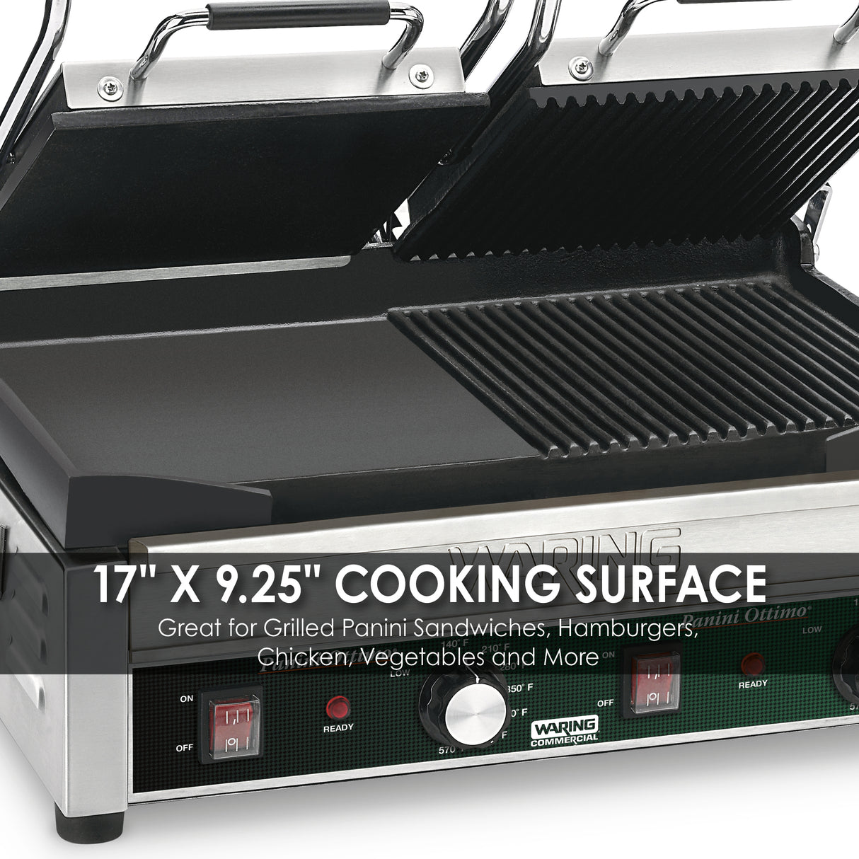 Waring DOUBLE ITALIAN-STYLE PANINI/FLAT GRILL – 240V Model: WDG300