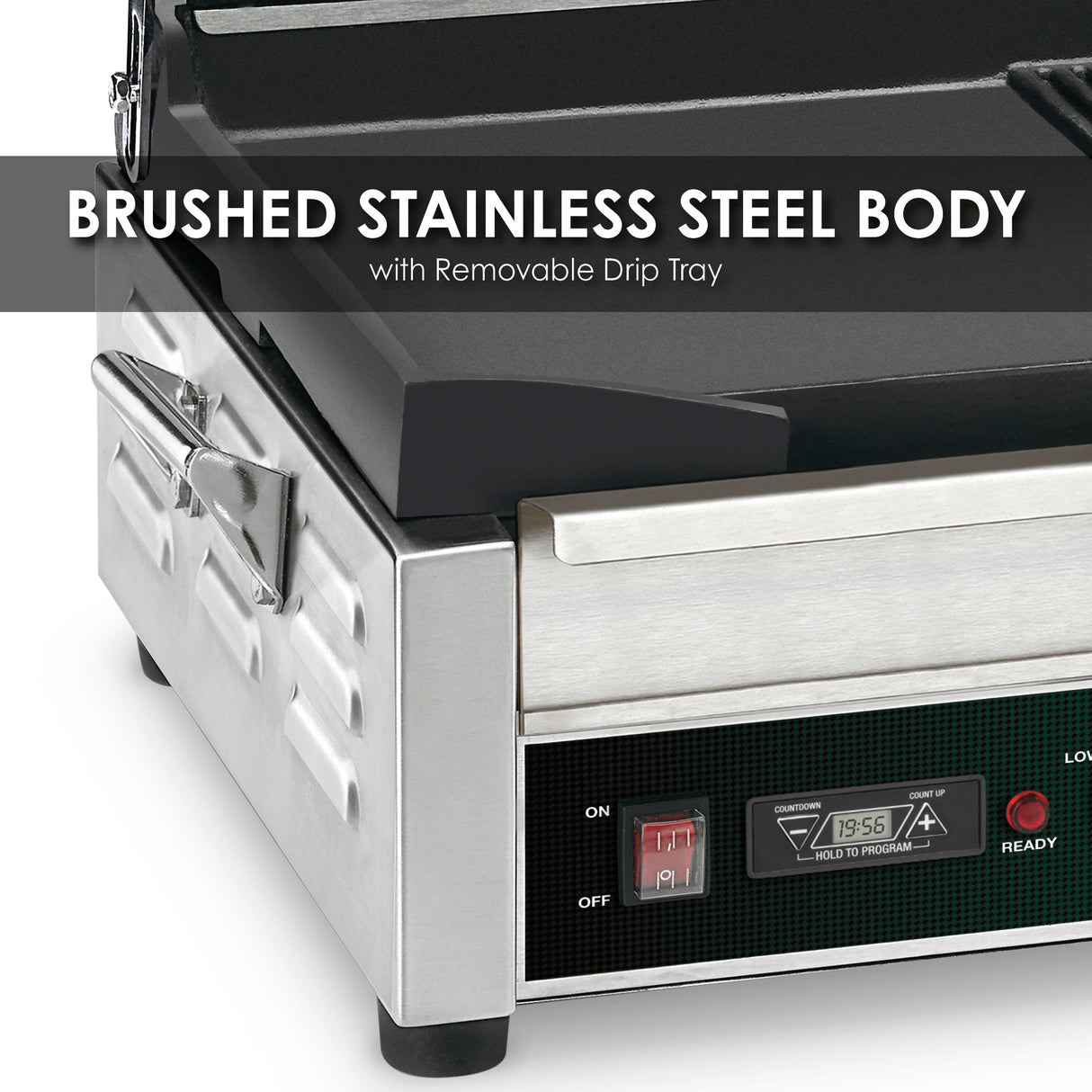 Waring DOUBLE ITALIAN-STYLE PANINI/FLAT GRILL WITH TIMER - 240V Model: WDG300T