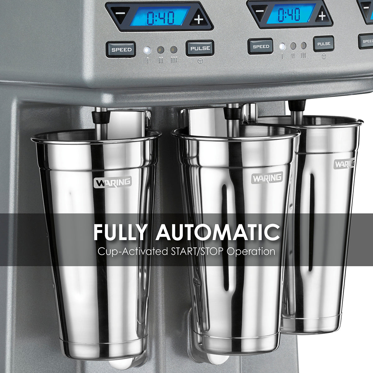 Waring HEAVY-DUTY TRIPLE-SPINDLE DRINK MIXER WITH TIMER Model: WDM360TX