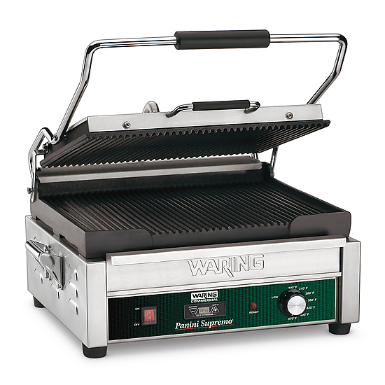 Waring LARGE ITALIAN-STYLE PANINI GRILL WITH TIMER - 208V Model: WPG250TB