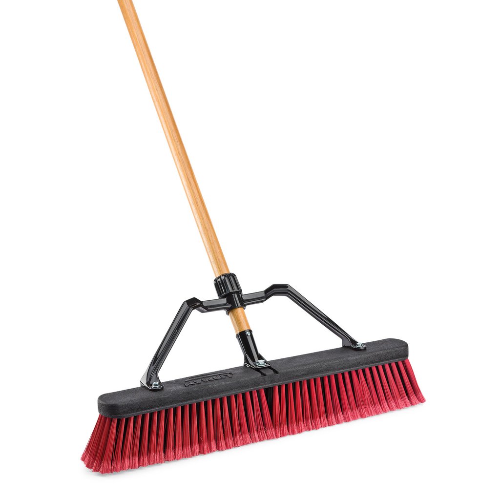 24" Multi Surface Industrial Push Broom w/ Brace