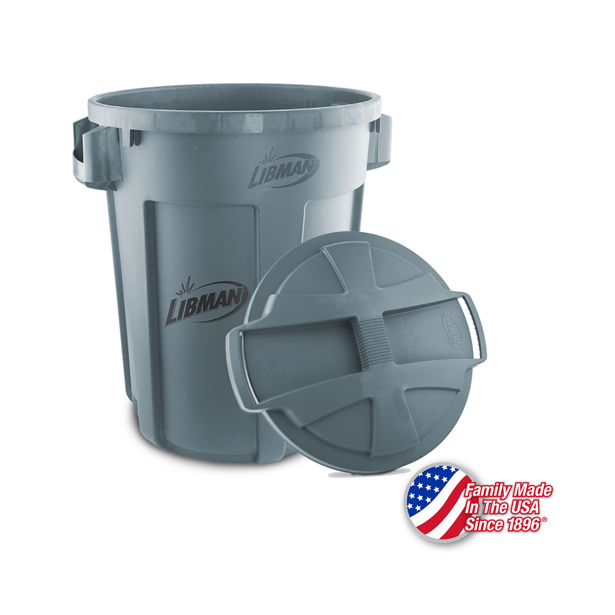 32 Gallon Trash Can with Lid (Gray)