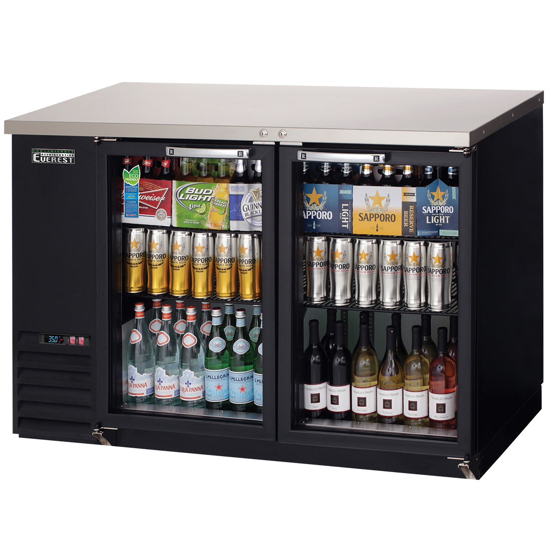 Everest 2 Glass Door Back Bar Cooler, 48" - Black Exterior Model EBB48G