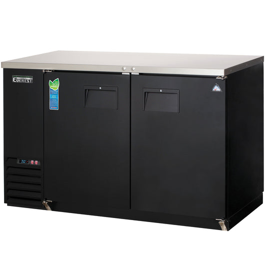 Everest 2 Door Back Bar Cooler, 59" Length, 24" Depth - Black Exterior Model EBB59-24