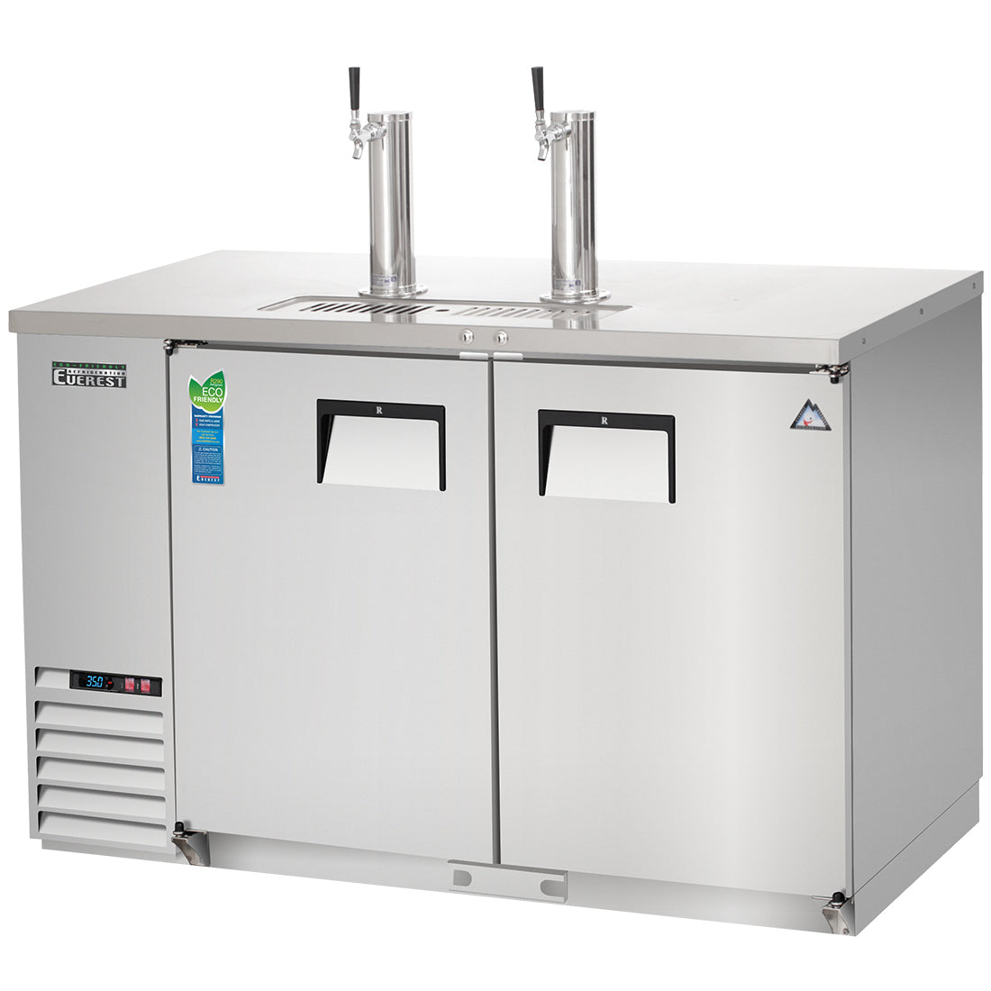 Everest 2 Keg Direct Draw Beer Dispenser, 59" (Two 1-Faucet Towers) - Stainless Steel Exterior Model EBD2-SS