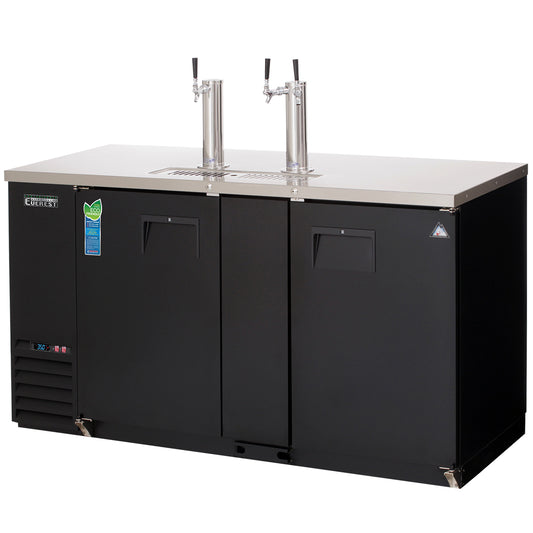 Everest 3 Keg Direct Draw Beer Dispenser, 69" (One 1-Faucet & One 2-Faucet Tower) - Black Exterior Model EBD3