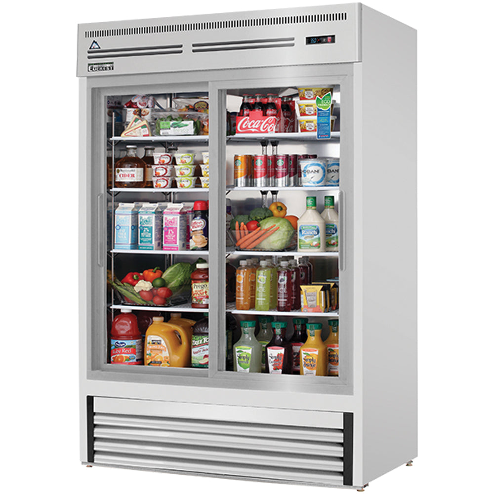 Everest 2 Door Refrigerator Merchandiser (Sliding), 48 cu ft - Stainless Steel Interior & Exterior Model EMGR48-SS