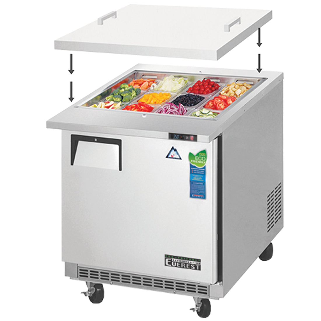 Everest 1 Door Open Top Prep Table, 27 1/2" (Mega Top) Model EOTP1