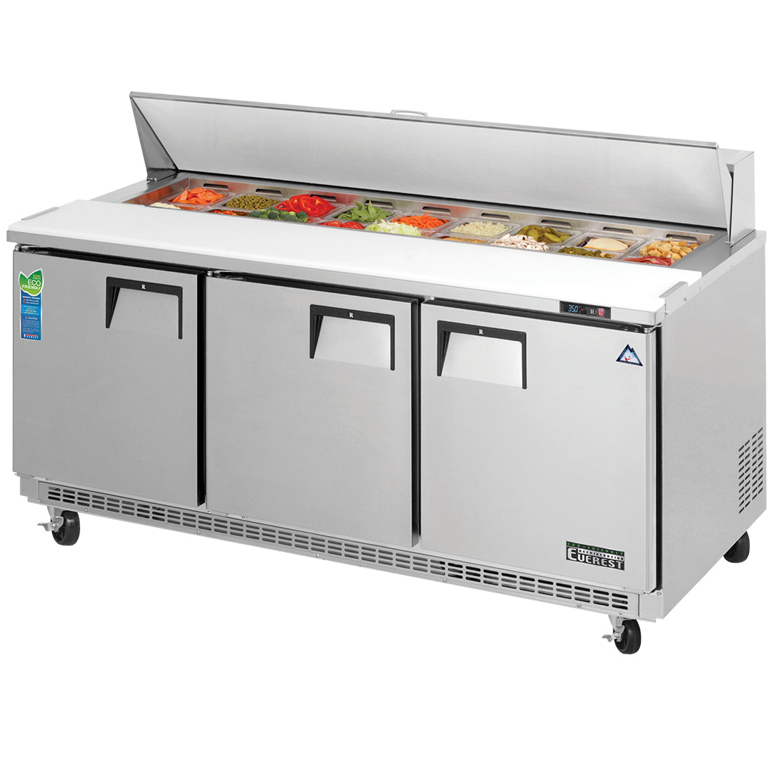 Everest 3 Door Sandwich Prep Table, 71 1/2" Model EPBNR3