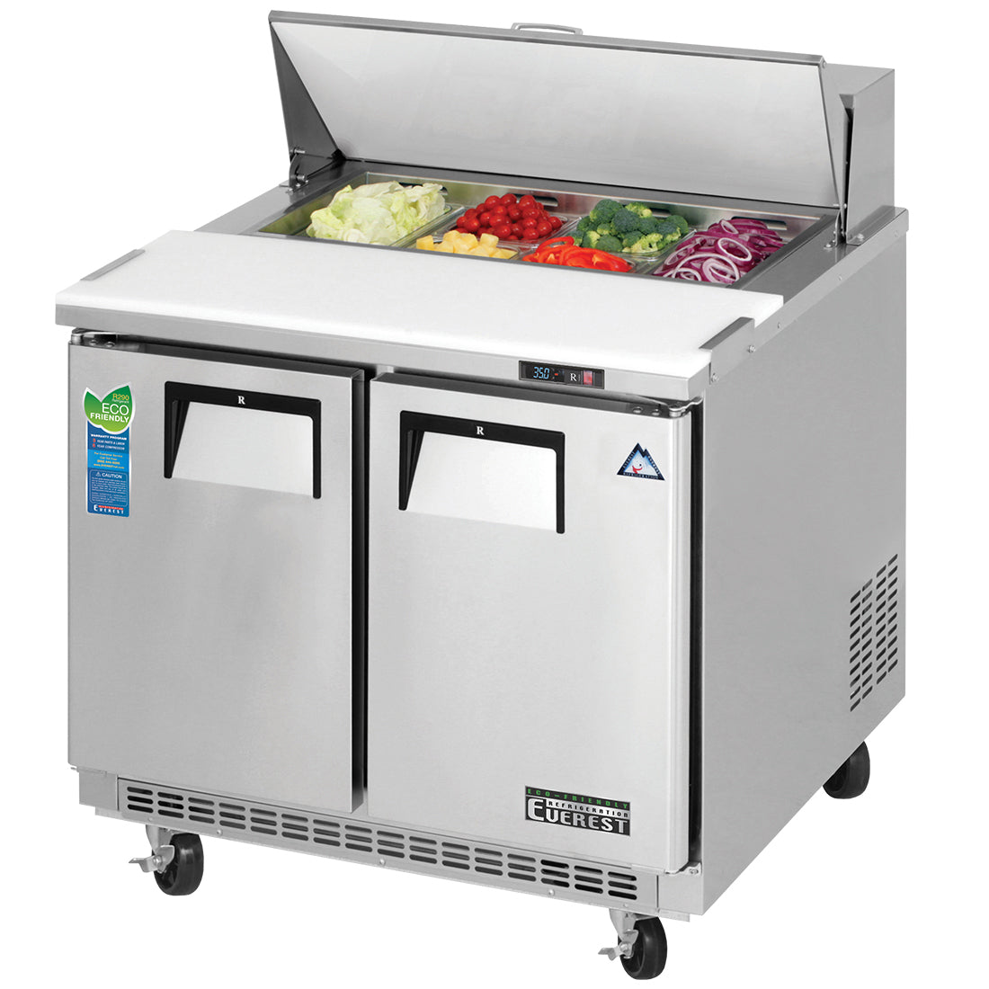 Everest 2 Door Sandwich Prep Table, 35 1/2" Model EPBNSR2