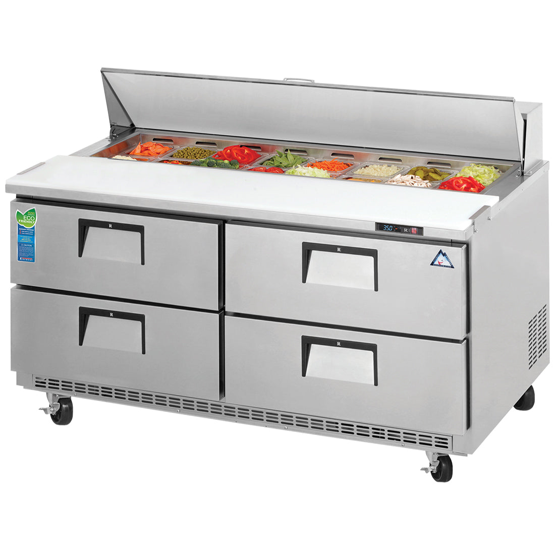 Everest 2 Section 4 Drawer Sandwich Prep Table, 59 1/2" Model EPBNWR2-D4