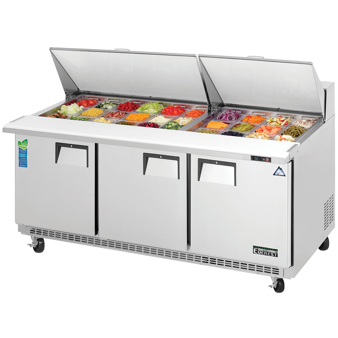 Everest 3 Door Sandwich Prep Table, 71 1/2" (Mega Top) Model EPBR3