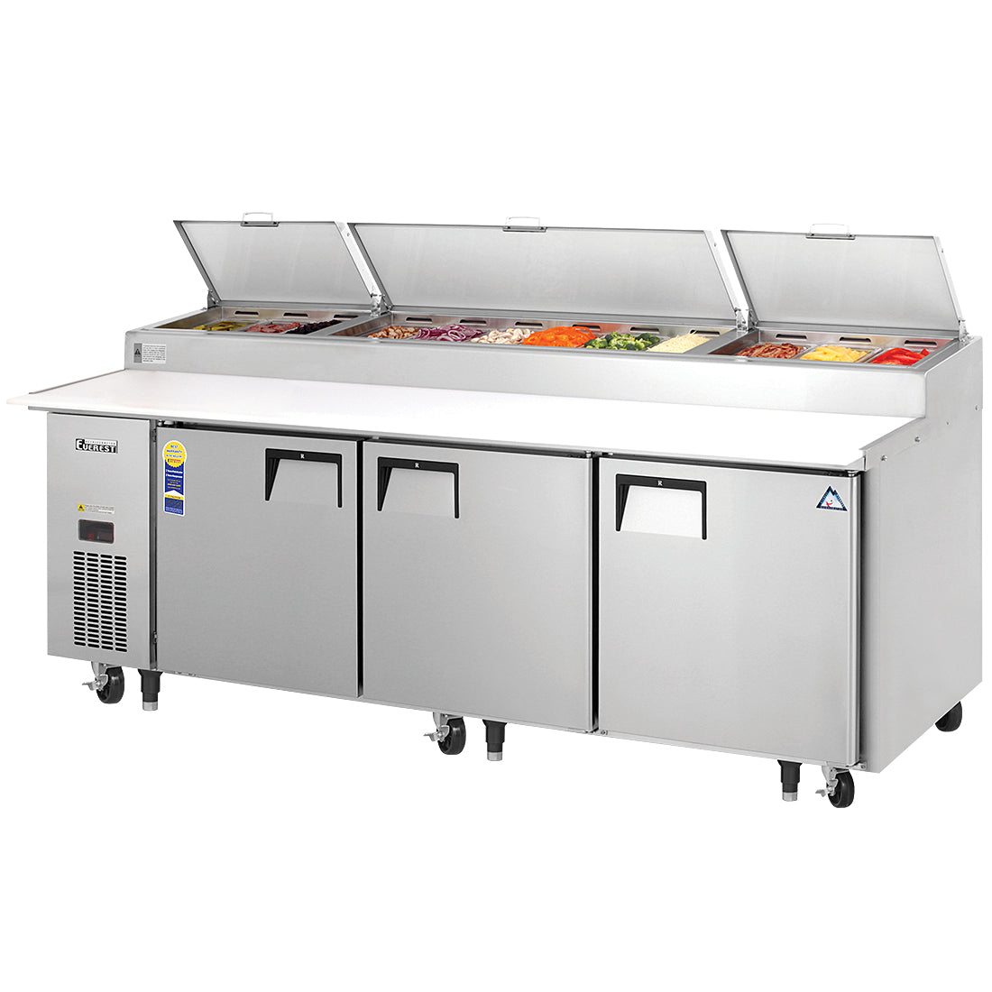 Everest 3 Door Pizza Prep Table, 93" Model EPPR3