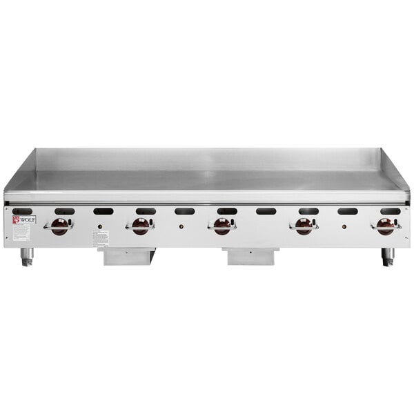 Wolf AGM60-NAT Natural Gas 60" Countertop Griddle with (5) Burners- 135,000 BTU