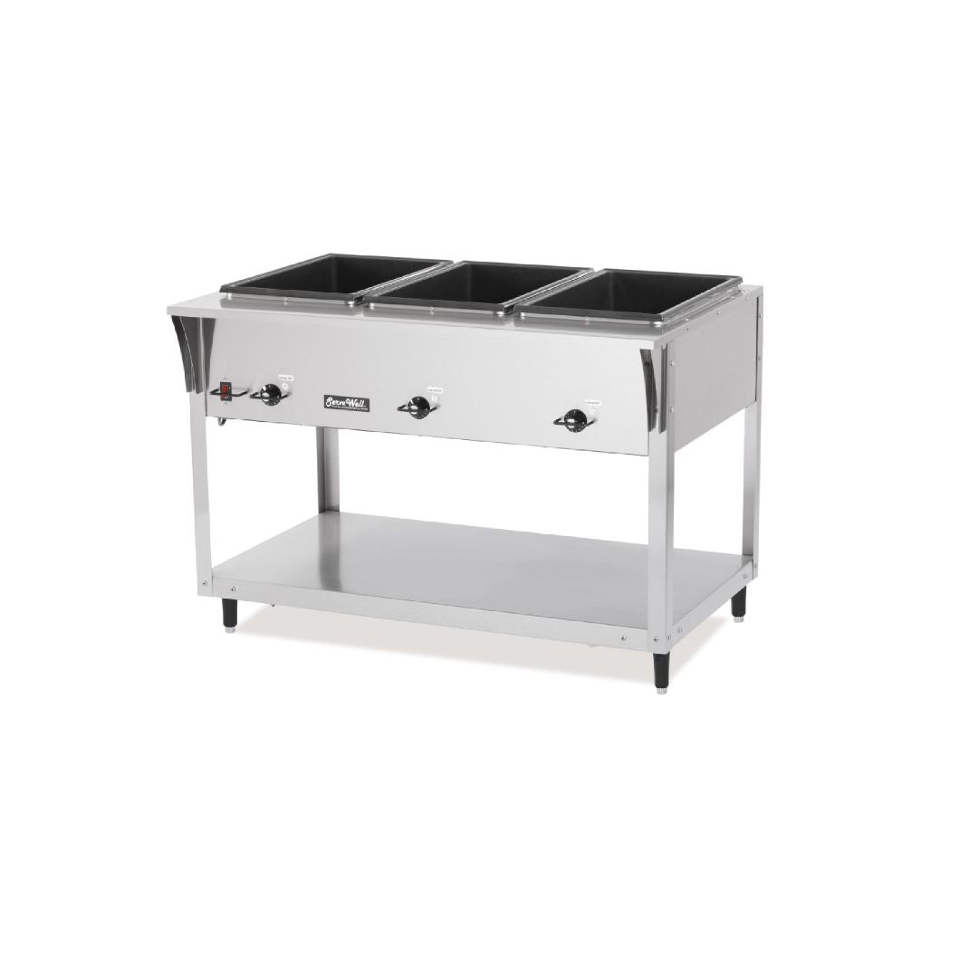 Vollrath 120-volt 1440-watt three-well Servewell® SL streamlined stainless steel hot-food table 38203