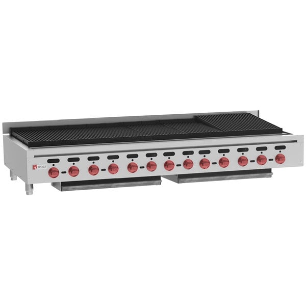 Wolf ACB72-NAT Natural Gas Low Profile 72" Countertop Charbroiler w/ (13) burners - 221,000 BTU