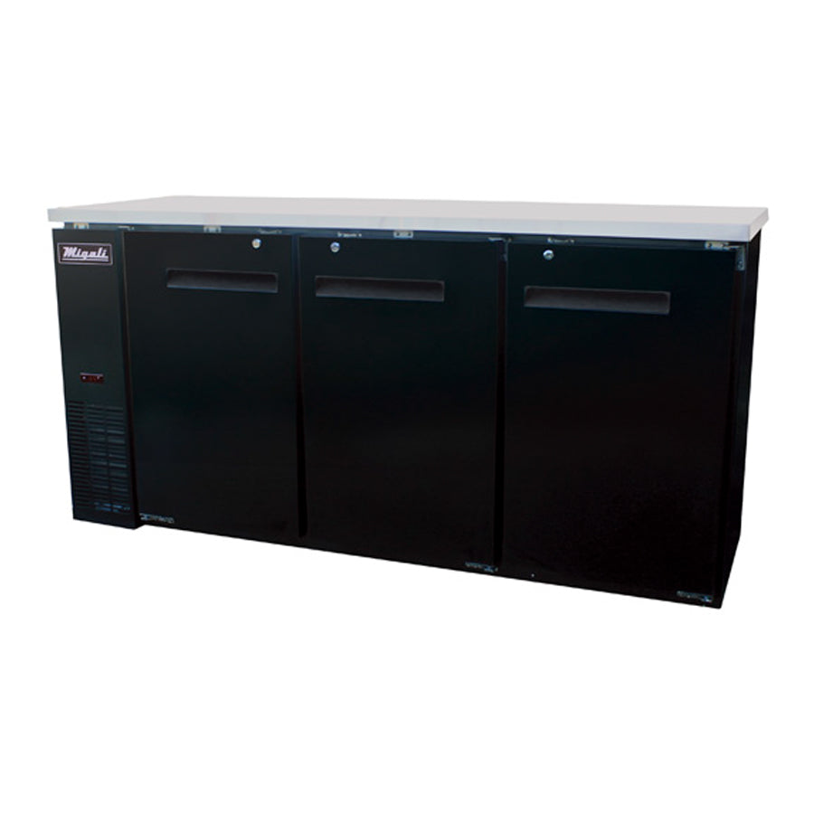 Migali Competitor Series Refrigerated Back Bar Cabinet, 72.8” W, 19.6 cu. ft. capacity, (3) hinged solid doors