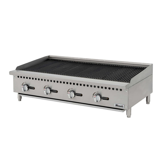 Migali Competitor Series Char-Rock Boiler, countertop, 48" W, cast iron radiants, configured for Natural Gas, LP Conversion Kit included