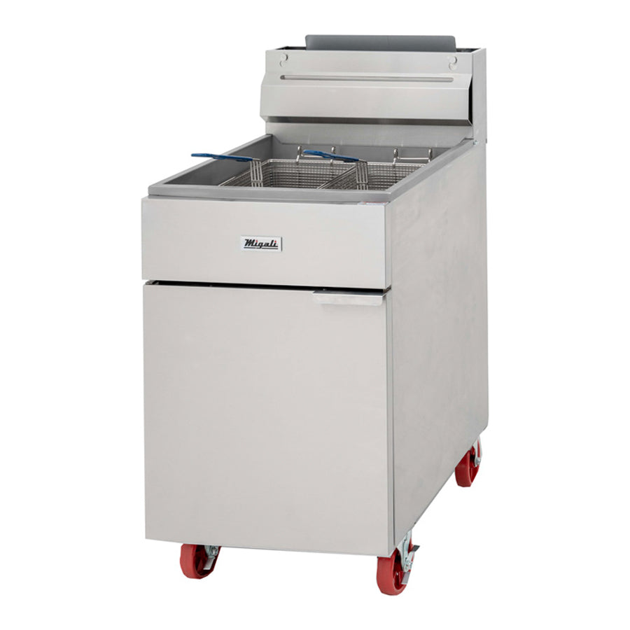 Migali Competitor Series Fryer, liquid propane gas, floor model, 21.1” W, 75 lb oil tank