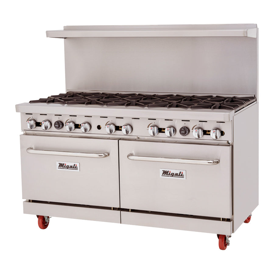 Migali Competitor Series Range w/ oven, freestanding, 60" W, 10 cast iron radiants, configured for Liquid Propane Gas