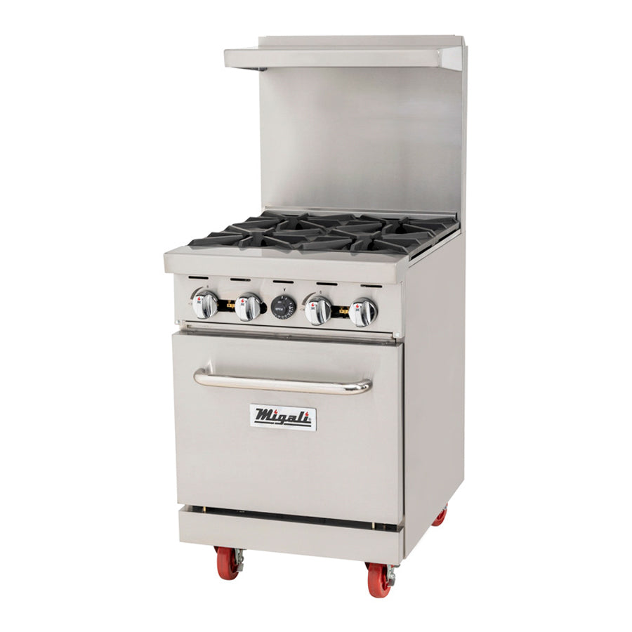 Migali Competitor Series Range w/ oven, freestanding, 24" W, 4 cast iron radiants, configured for Liquid Propane Gas