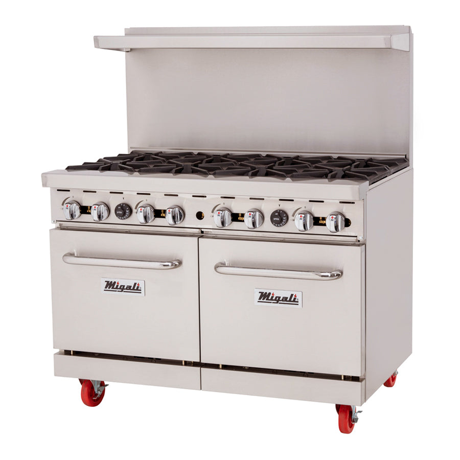 Migali Competitor Series Range w/ oven, freestanding, 48" W, 8 cast iron radiants, configured for Liquid Propane Gas