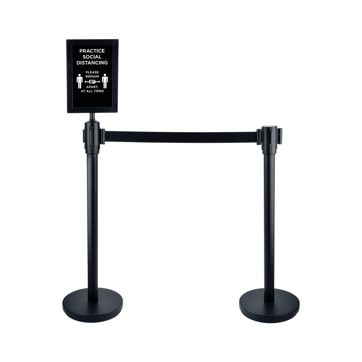 Stanchion/Sign Set PRACTICE SOCIAL DISTANCING