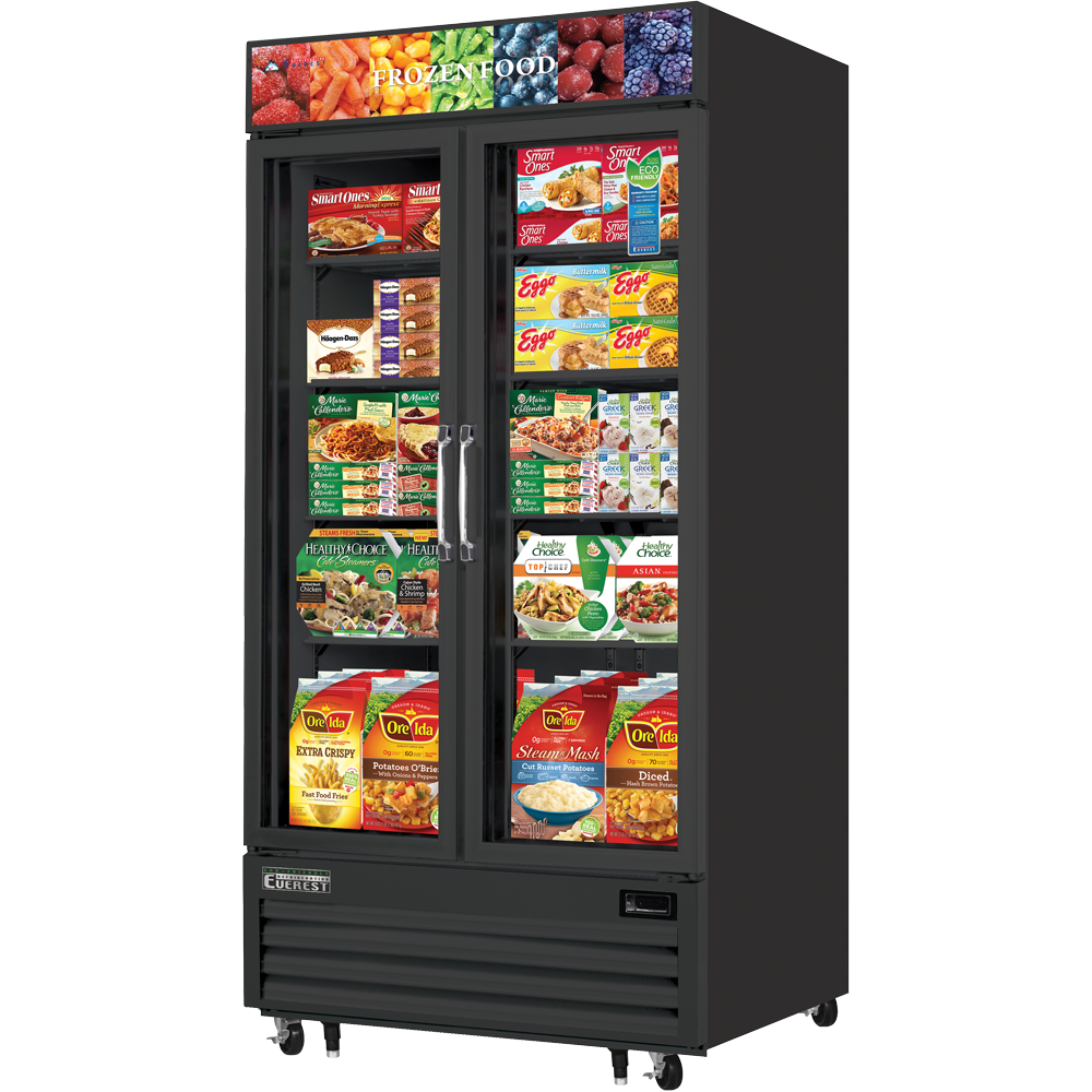 Everest 2 Glass Door Freezer, 36 cu ft - Black Exterior Model EMGF36B