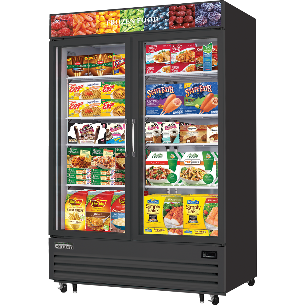 Everest 2 Glass Door Freezer, 48 cu ft - Black Exterior Model EMGF48B