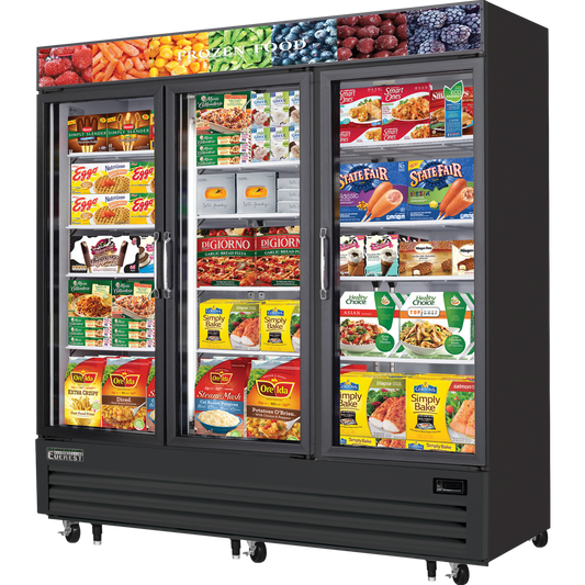 Everest 3 Glass Door Freezer, 69 cu ft - Black Exterior Model EMGF69B