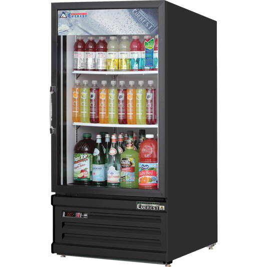 Everest 1 Door Refrigerator Merchandiser, 8 cu ft - Black Exterior Model EMGR8B
