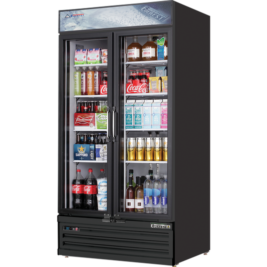 Everest 2 Door Refrigerator Merchandiser (Swing), 33 cu ft - Black Exterior Model EMSGR33B