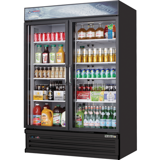 Everest 2 Door Refrigerator Merchandiser (Swing), 48 cu ft - Black Exterior Model EMSGR48B