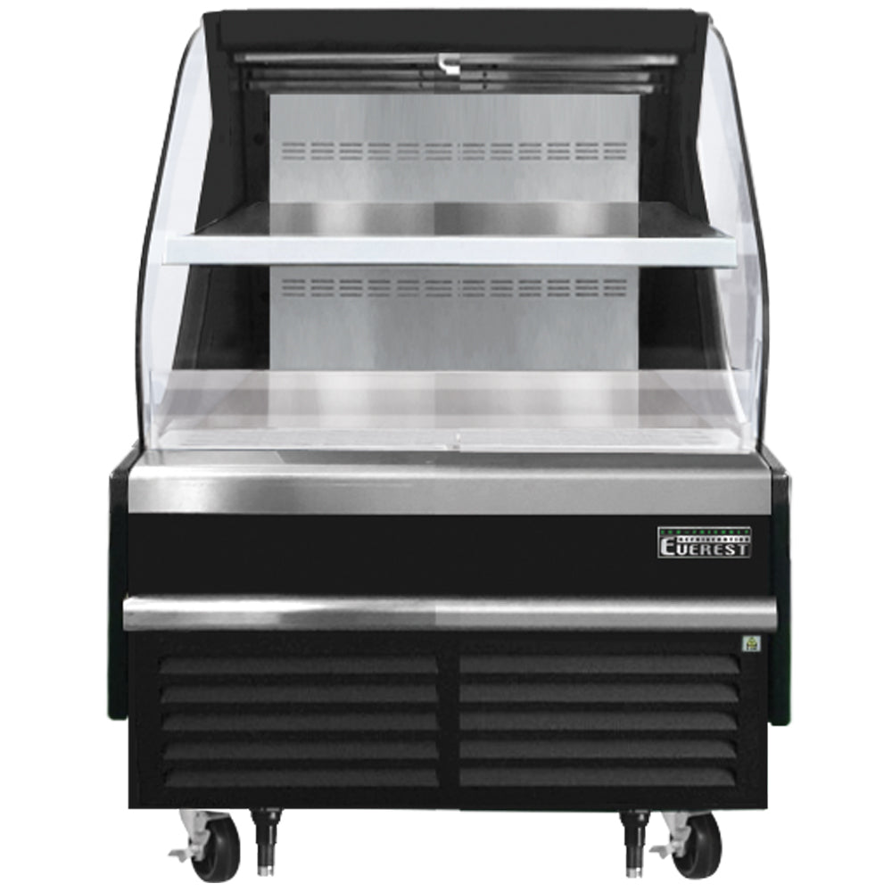 Everest Horizontal Open Air Merchandiser, 37 1/4" Length, 34 1/4" Depth, 46" Height - Black Exterior Model EOMH-36-B-35-T