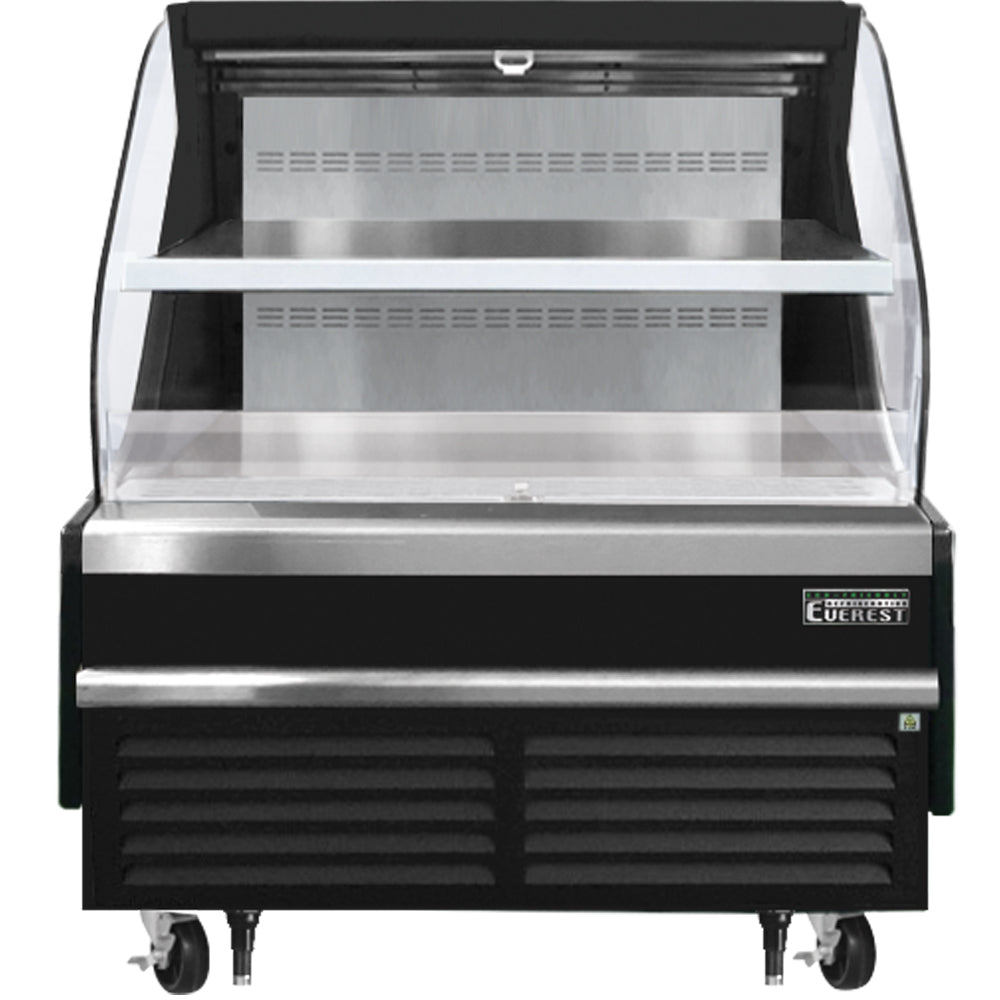 Everest Horizontal Open Air Merchandiser, 48" Length, 34 1/4" Depth, 46" Height - Black Exterior Model EOMH-48-B-35-T