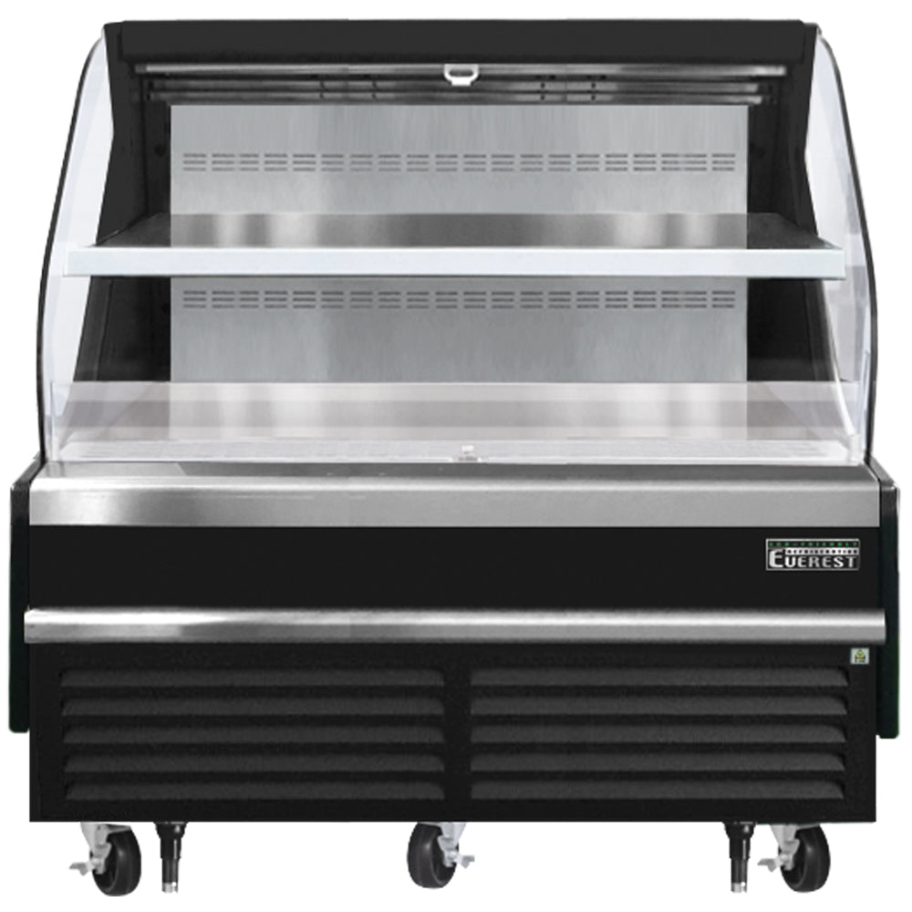 Everest Horizontal Open Air Merchandiser, 60" Length, 34 1/4" Depth, 46" Height - Black Exterior Model EOMH-60-B-35-T