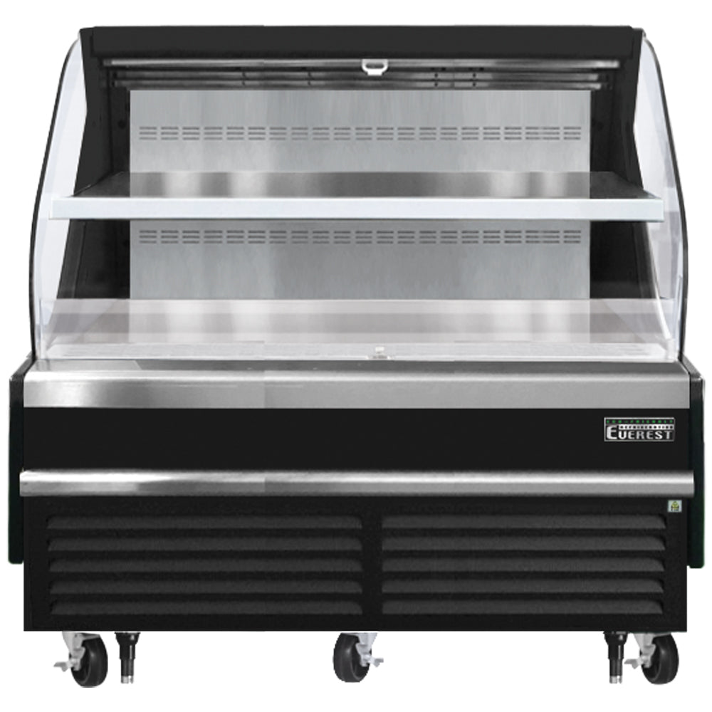 Everest Horizontal Open Air Merchandiser, 73 1/4" Length, 34 1/4" Depth, 46" Height - Black Exterior Model EOMH-72-B-35-T