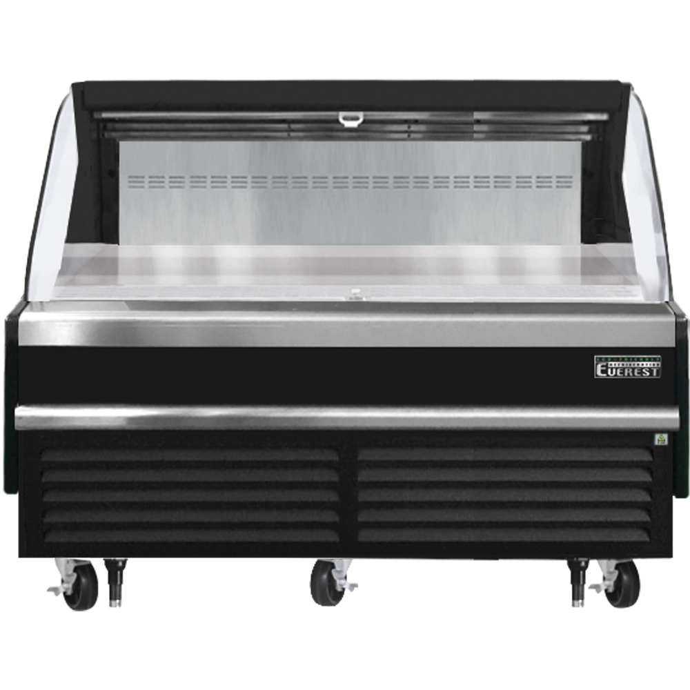 Everest Horizontal Open Air Merchandiser, 73 1/4" Length, 34 1/4" Depth, 41" Height - Black Exterior Model EOMH-72-B-35-S