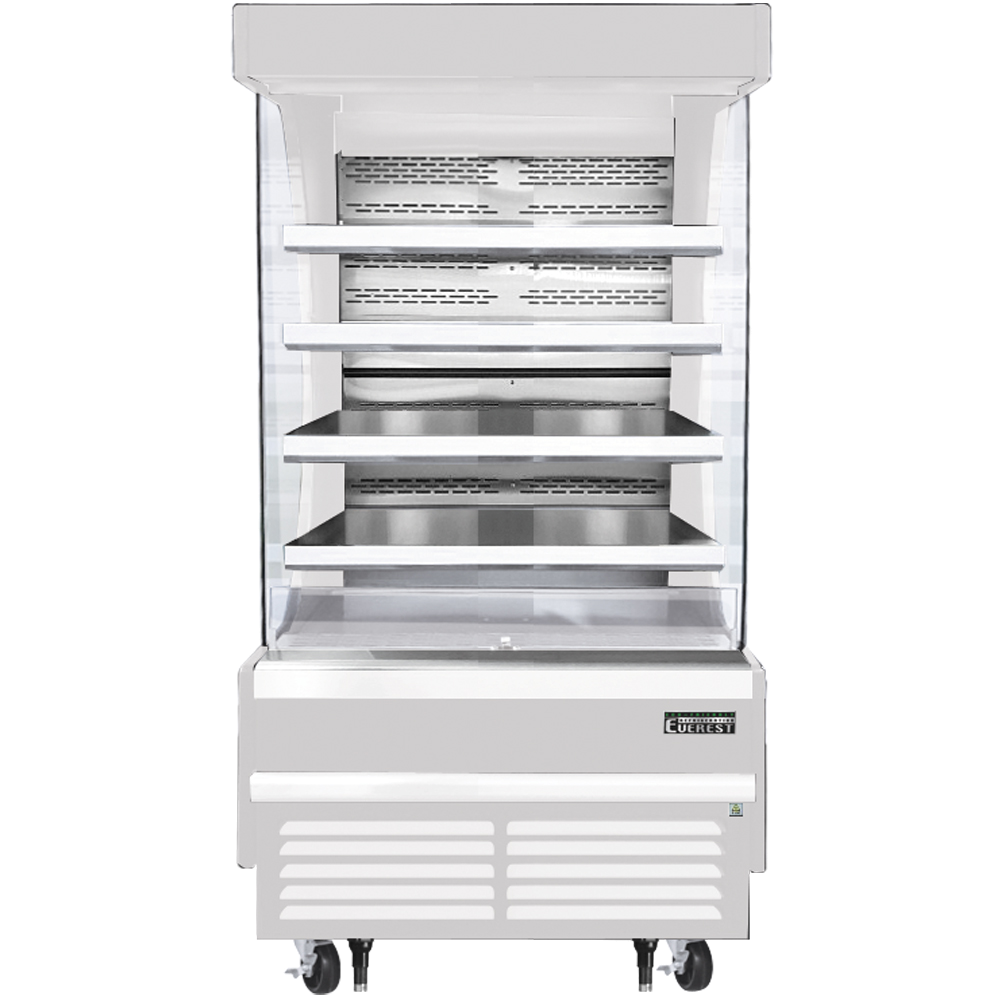 Everest Vertical Open Air Merchandiser, 37 1/4" Length, 28 3/8" Depth, 78" Height - White Exterior Model EOMV-36-W-28-T