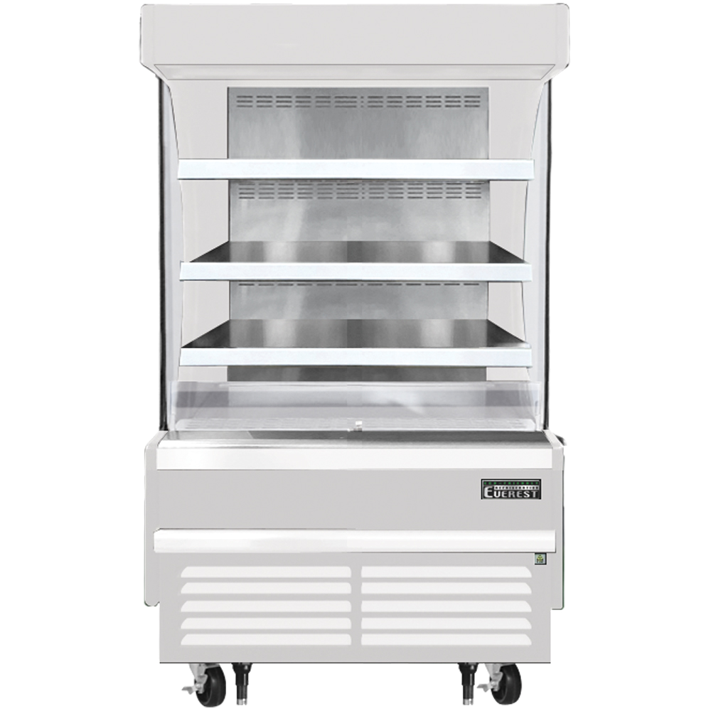 Everest Vertical Open Air Merchandiser, 37 1/4" Length, 28 3/8" Depth, 60 1/8" Height - White Exterior Model EOMV-36-W-28-S