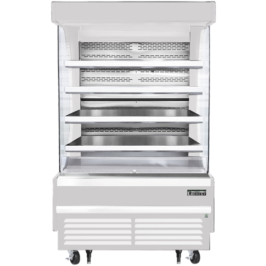 Everest Vertical Open Air Merchandiser, 48" Length, 28 3/8" Depth, 78" Height - White Exterior Model EOMV-48-W-28-T