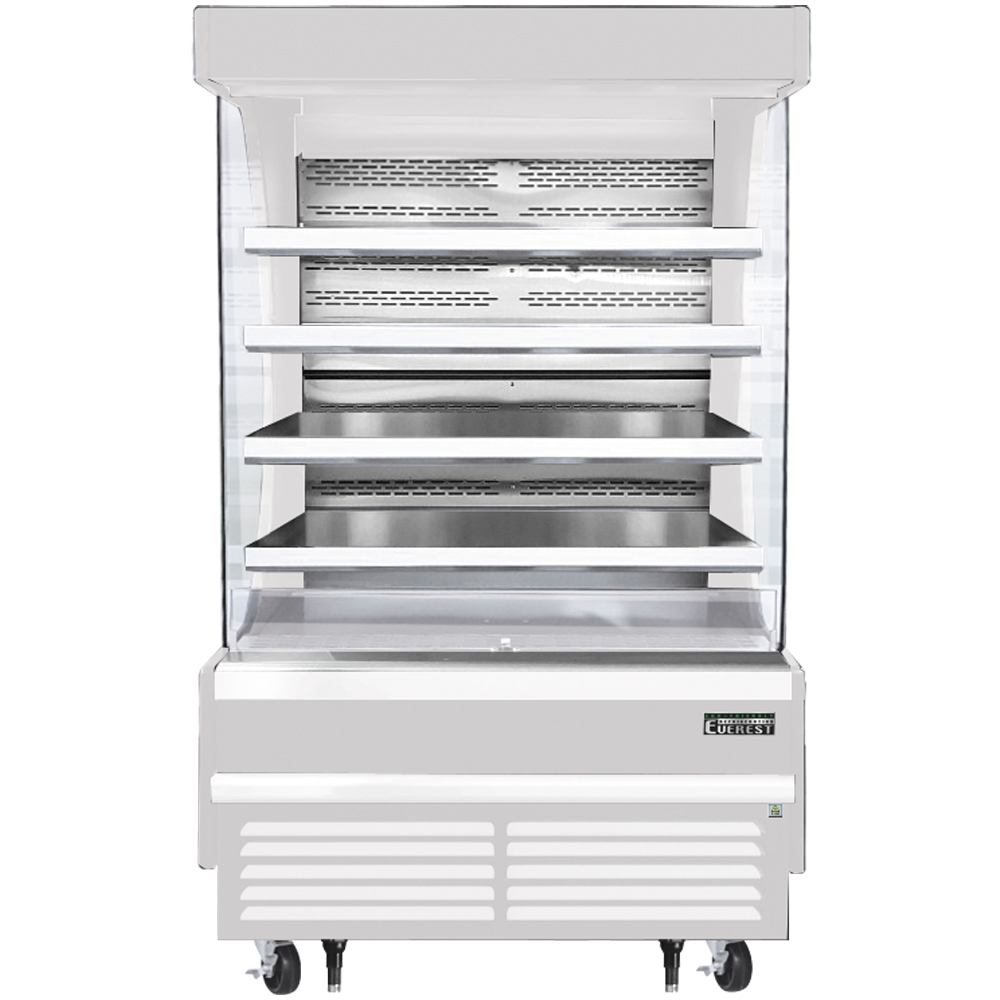 Everest Vertical Open Air Merchandiser, 48" Length, 34 1/4" Depth, 78" Height - White Exterior Model EOMV-48-W-35-T