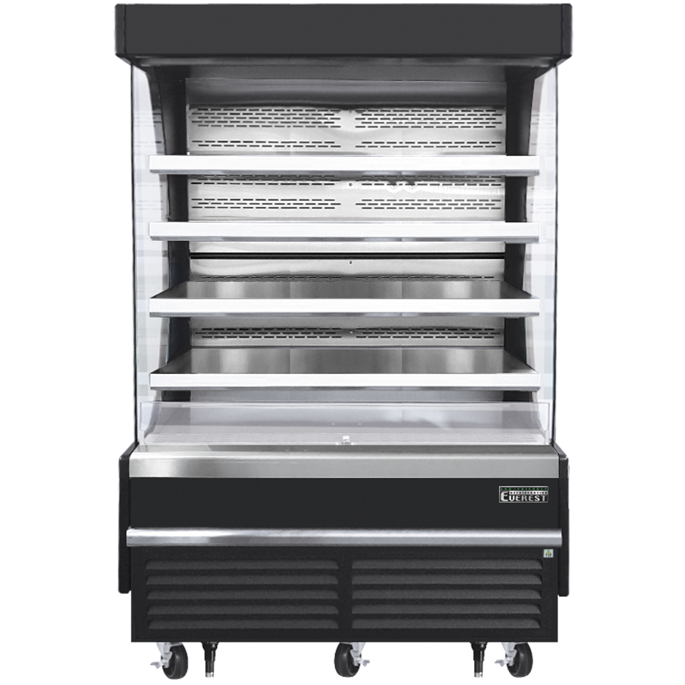 Everest Vertical Open Air Merchandiser, 60" Length, 28 3/8" Depth, 78" Height - Black Exterior Model EOMV-60-B-28-T