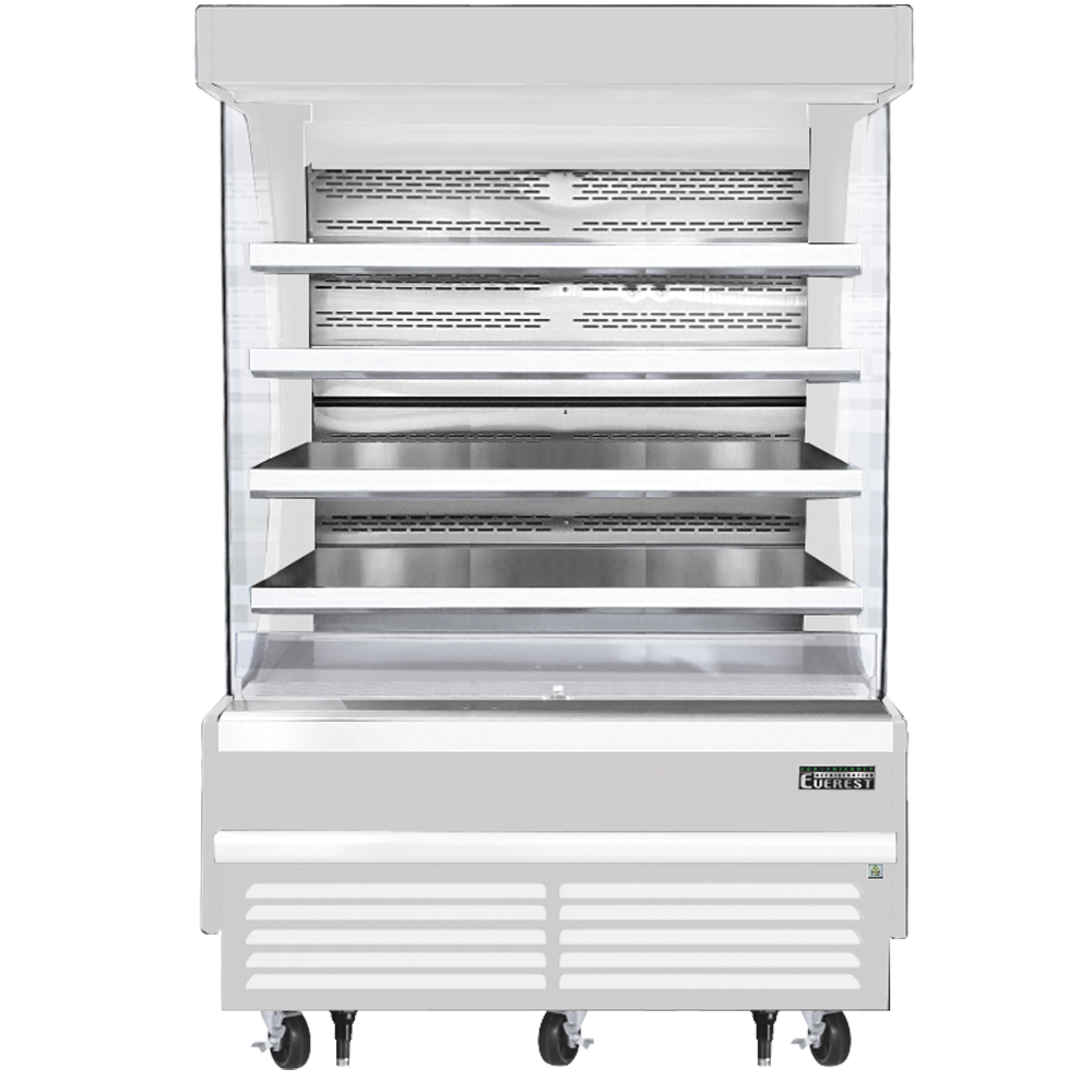 Everest Vertical Open Air Merchandiser, 60" Length, 34 1/4" Depth, 78" Height - White Exterior Model EOMV-60-W-35-T